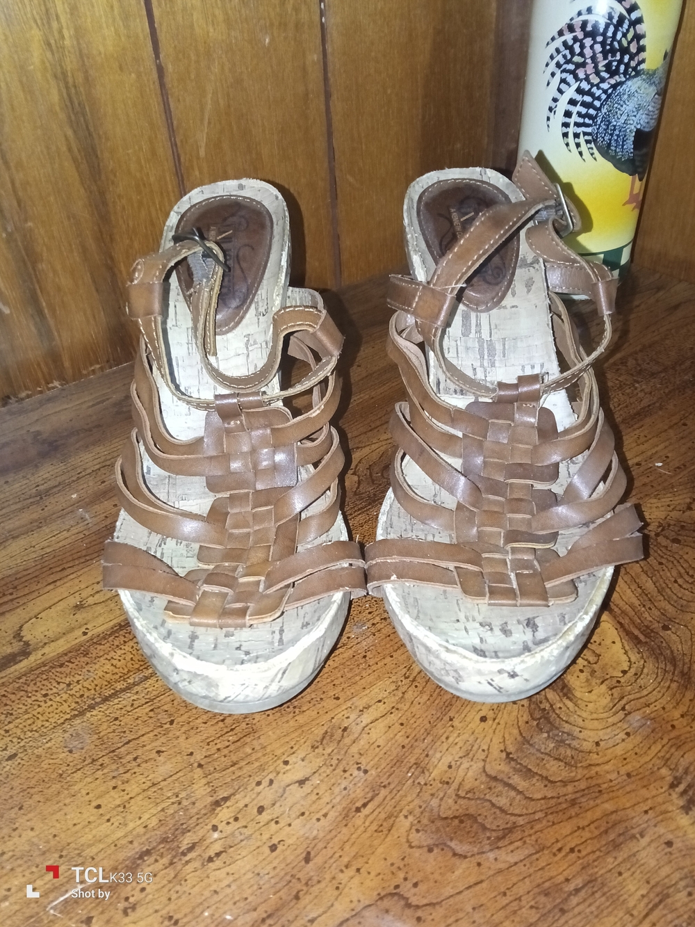 Unlisted by Kenneth Cole Brown Woven Leather Strappy Wedge Sandals